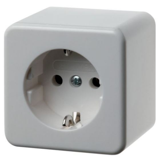 Berker wandcontactdoos 1 voudig met randaarde opbouw polarwit  RAL9010 glanzend