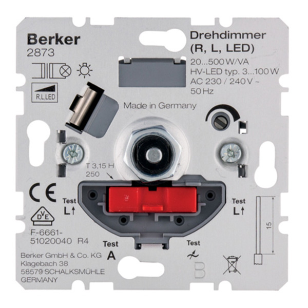 Berker dimmer 20-500W 230V LED 3-100W LED inbouw