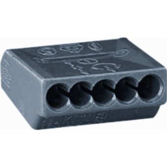 Wago lasklem 1,0-2,5mm2 grijs voor massieve draad 5 voudig /50