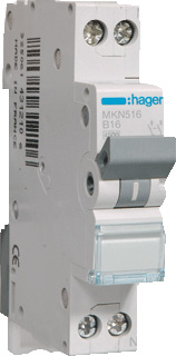 Hager MKN516 installatie automaat 1p+N 16A B 6kA 1 module